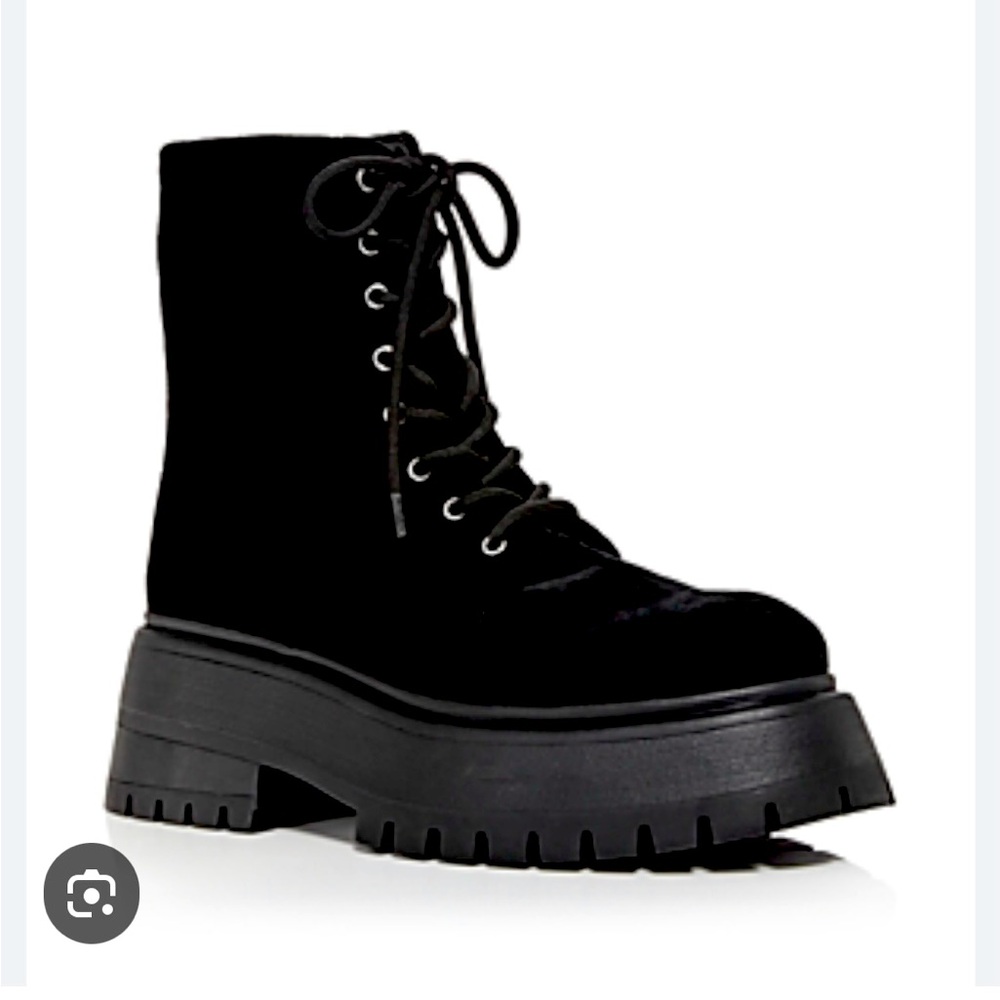 Brand new Black velvet lace up boots🖤
